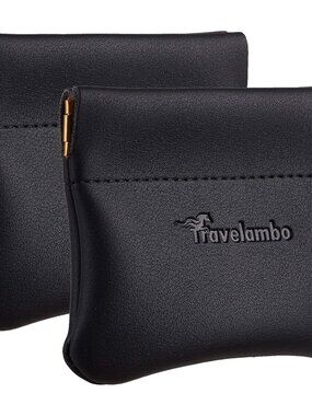 Leather Squeeze Coin Purse Pouch Change Holder For Men & Women 2 pcs set